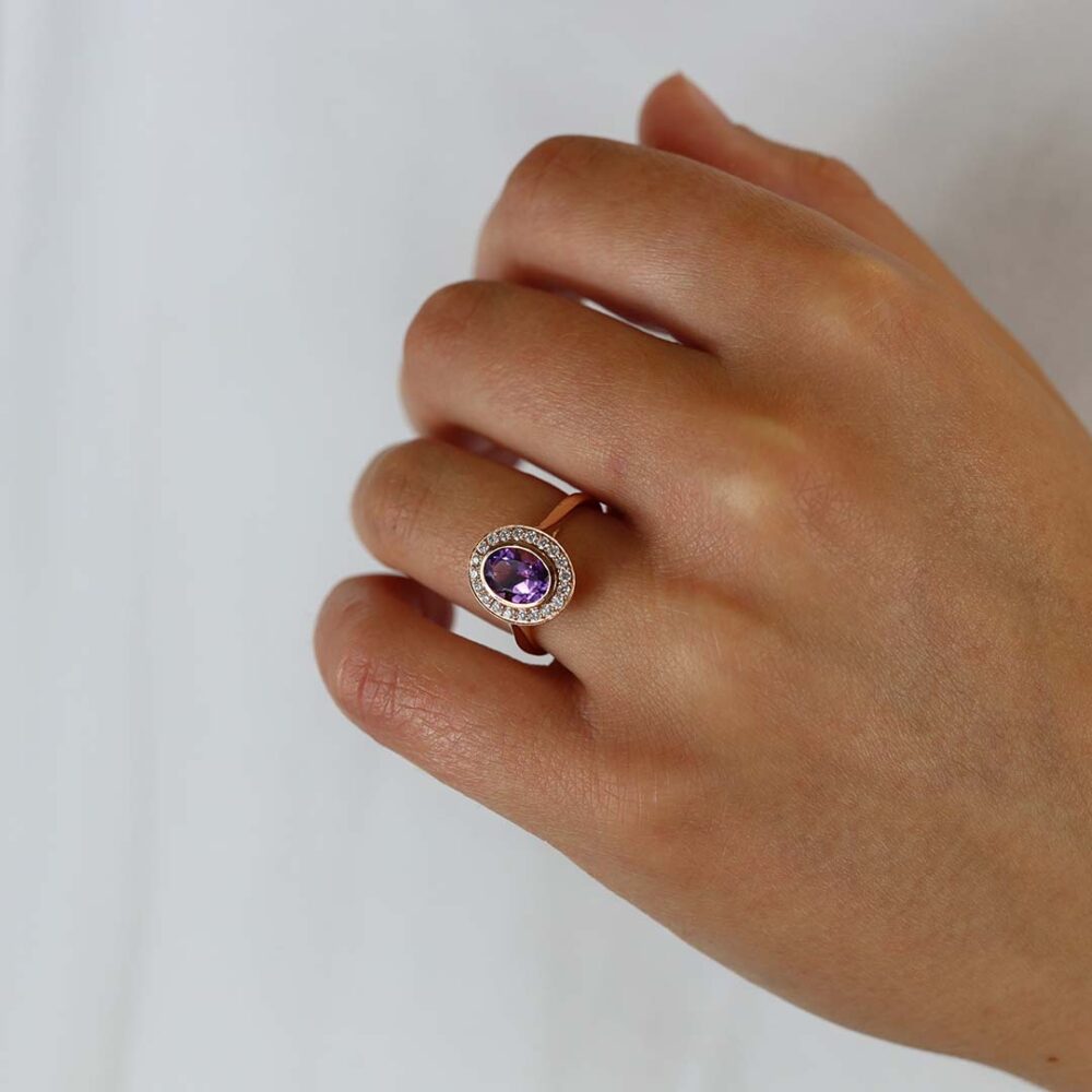 Viola Amethyst And Diamond Cluster Ring Heidi Kjeldsen Jewellers R4992