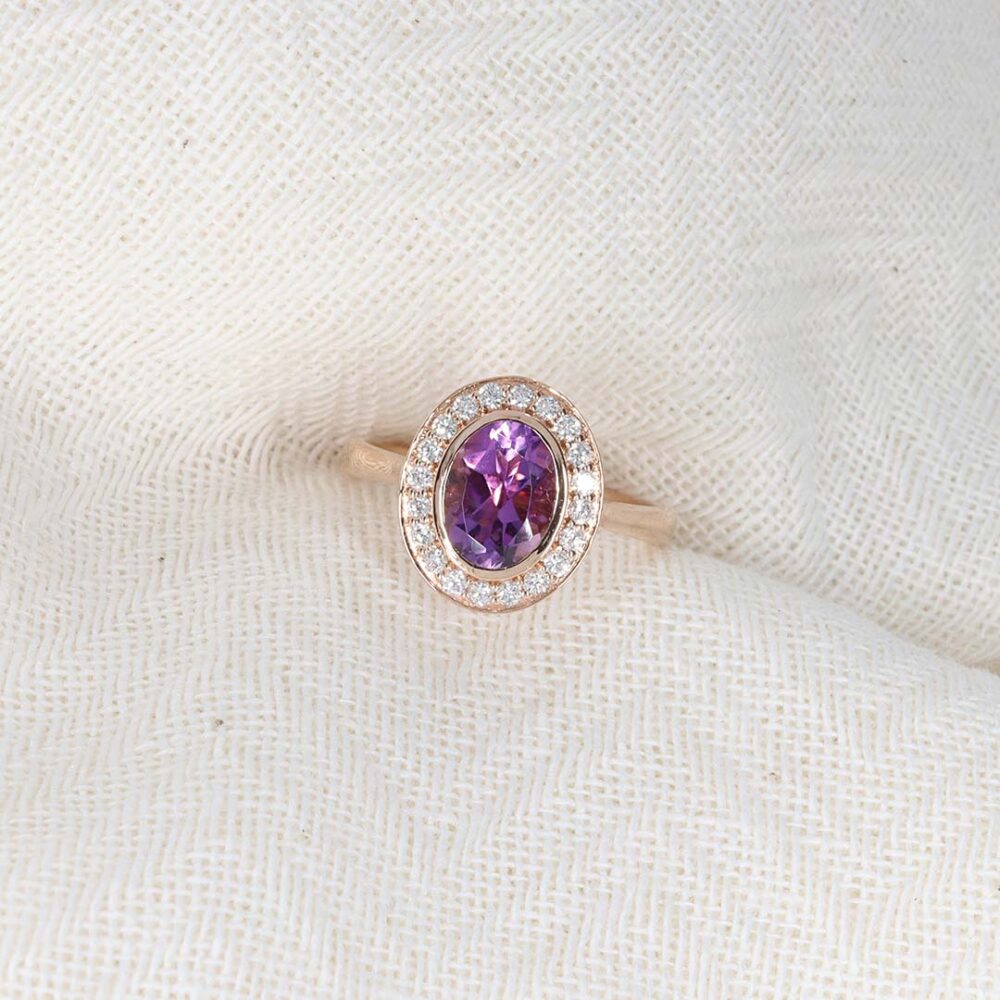 Viola Amethyst Diamond Rose Gold Ring Heidi Kjeldsen Jewellery R4977 still