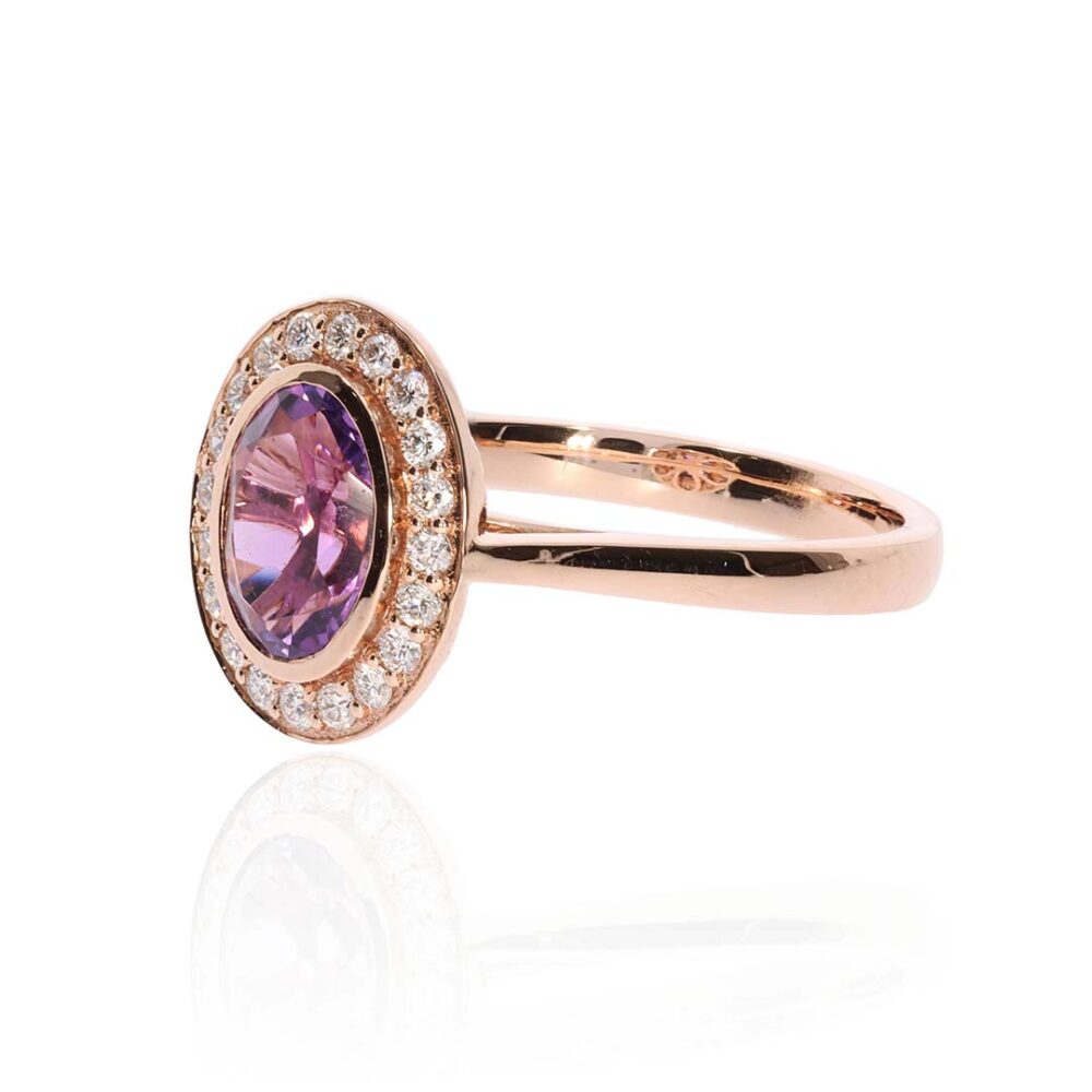 Viola Amethyst Diamond Rose Gold Ring Heidi Kjeldsen Jewellery R4977 white