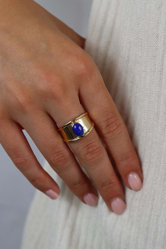 Birgit Lapis Lazuli Gold Ring Heidi Kjeldsen Jewellers R1568 model