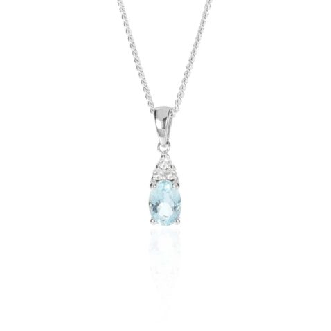 Asta Aquamarine and Silver Pendant Heidi Kjeldsen jewellers P1581 P1748 hanging