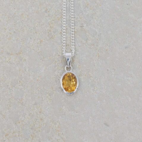 Dorit Citrine Oval Silver Pendant Heidi Kjeldsen Jewellery p1587 P1745 still