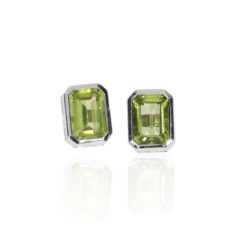 Nanna Peridot Emerald Cut Rub Over Silver Earrings Heidi Kjeldsen Jewellery ER4892 ER6060 white