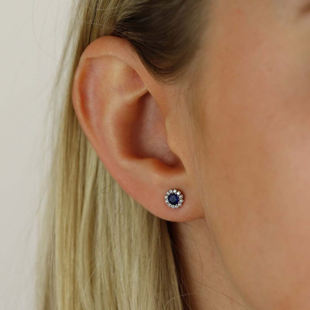 Sara Sapphire Cluster Earrings Heidi Kjeldsen Jewellers ER4981 ER6056