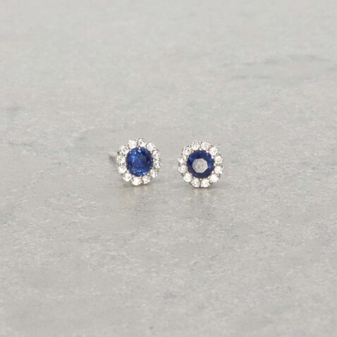 Sara Sapphire Silver Cluster Earrings Heidi Kjeldsen Jewellery ER4981 ER6056 still