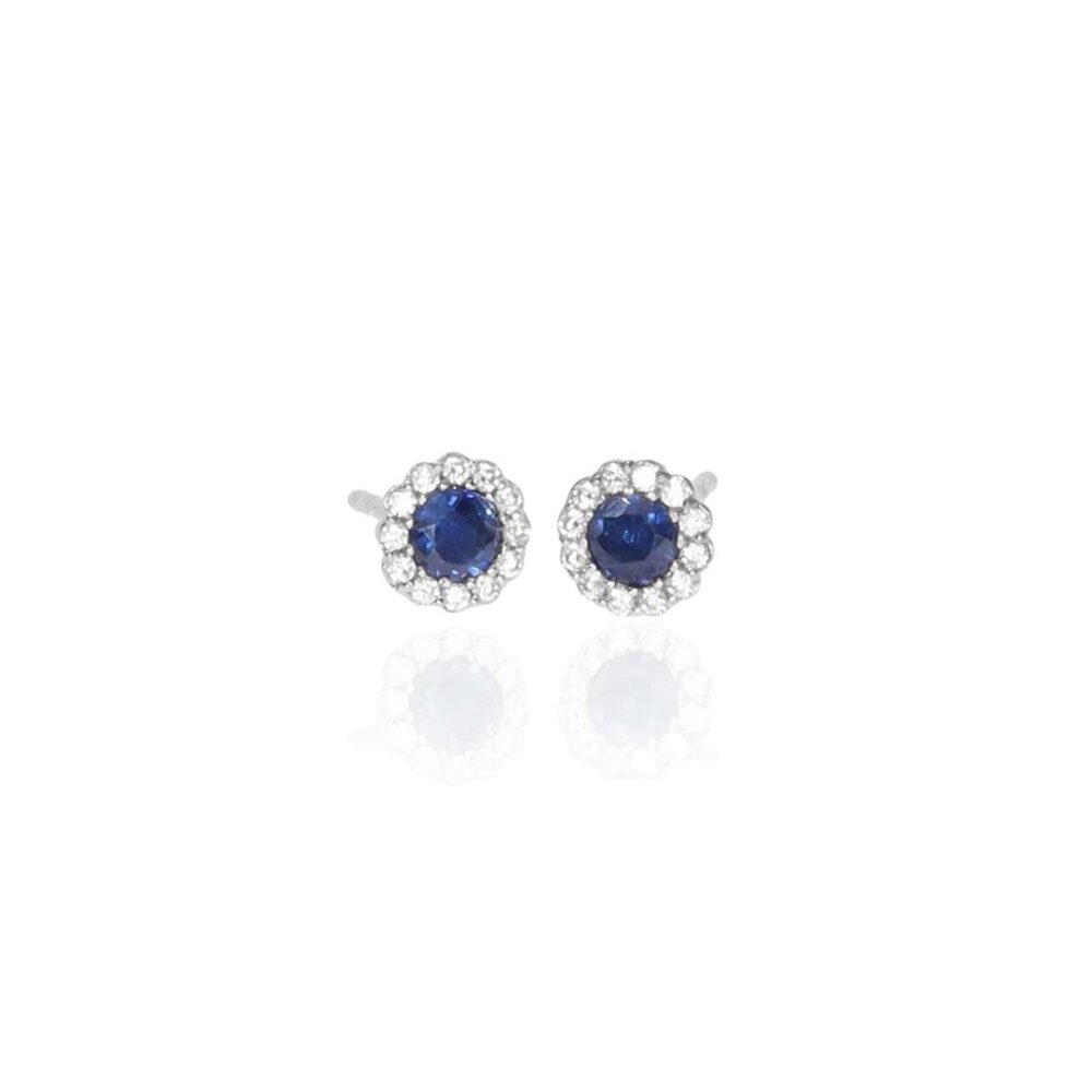 Sara Sapphire Silver Cluster Earrings Heidi Kjeldsen Jewellery ER4981 ER6056 white