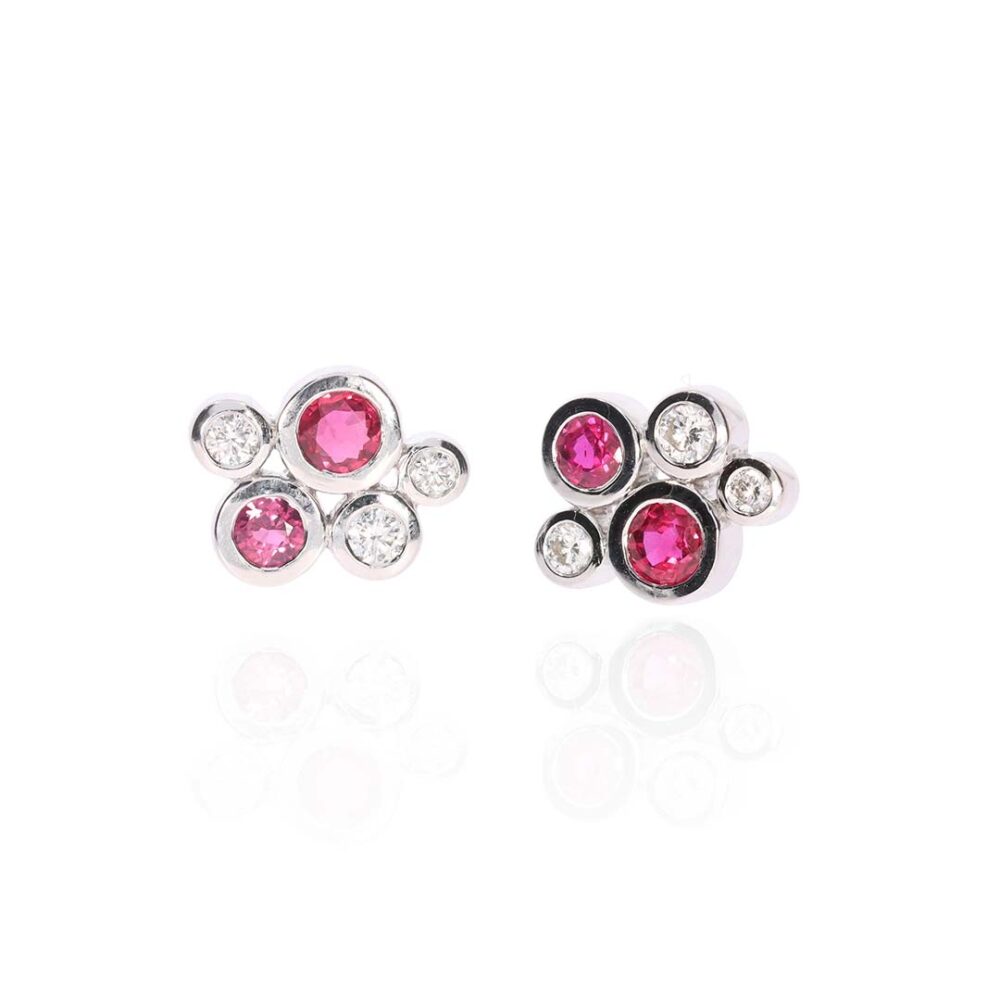 Trine Ruby Diamond Bubble Earrings Heidi Kjeldsen Jewellery ER6007 white