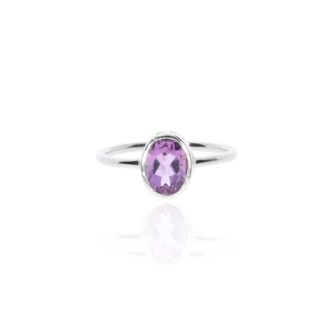 Viola Amethyst Oval Silver Ring Heidi Kjeldsen Jewellery R1871 R5014 white