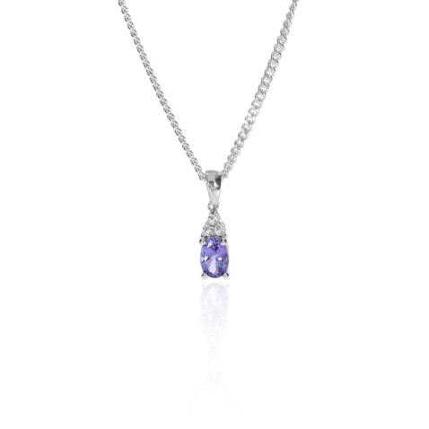 Viola Tanzanite and White Topaz Silver Pendant Heidi Kjeldsen Jewellery P1578 P1749 hanging