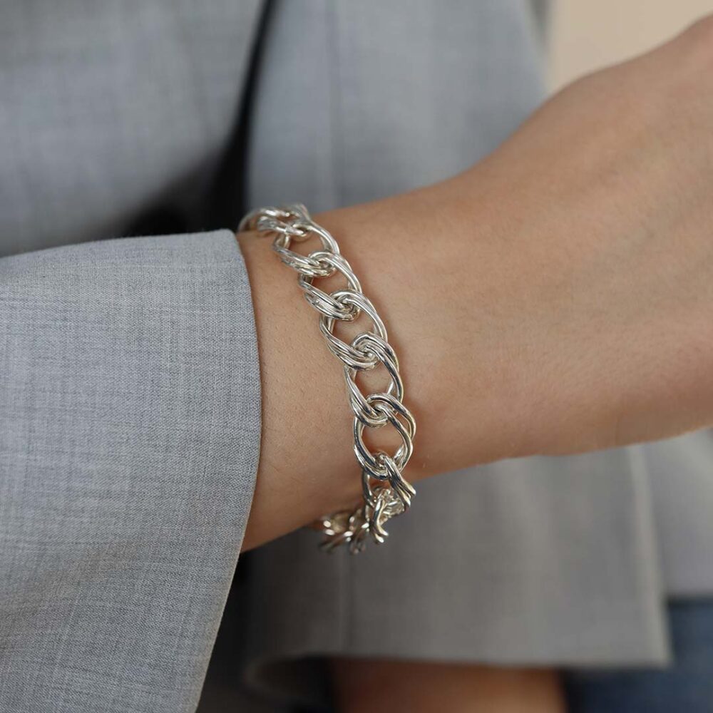 Clara Double Linked Curved Silver Bracelet Heidi Kjeldsen Jewellers PLBL0008