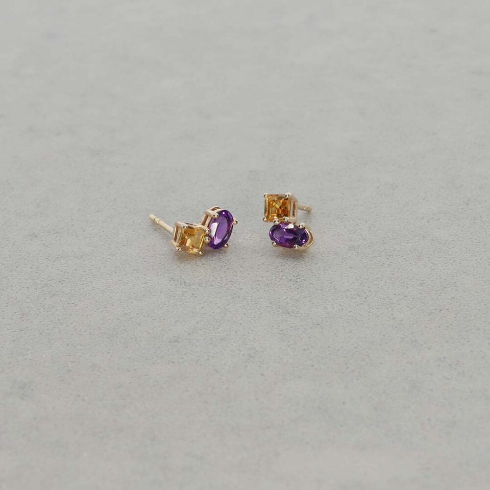 Dorit Citrine And Amethyst Gold Earrings Heidi Kjeldsen Jewellery ER5093