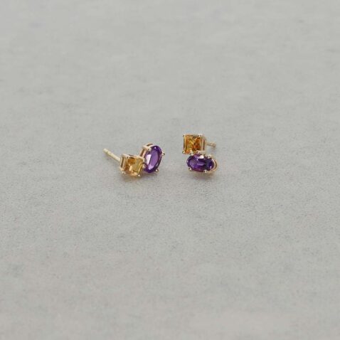 Dorit Citrine And Amethyst Gold Earrings Heidi Kjeldsen Jewellery ER5093