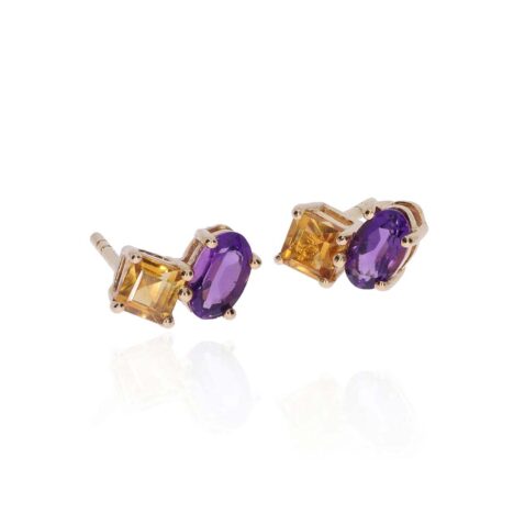 Dorit Citrine And Amethyst Gold Earrings Heidi Kjeldsen Jewellery ER5093 white