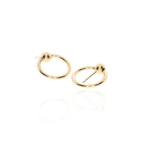 Eliza 9ct Yellow Gold Ball Loop Earrings Heidi Kjeldsen Jewellery ER6015 white