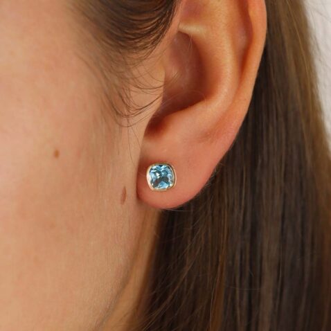 Freja Blue Topaz Cushion Shaped Earrings Heidi Kjeldsen Jewellers ER6029