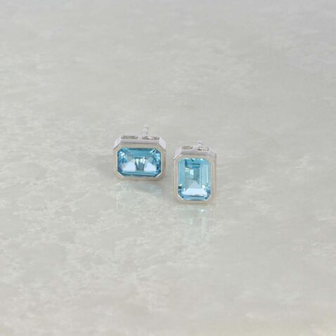 Freja Blue Topaz and Silver Octagonal Earrings Heidi Kjeldsen jewellery ER4886 silver