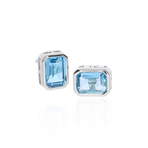 Freja Blue Topaz and Silver Octagonal Earrings Heidi Kjeldsen jewellery ER4886 white