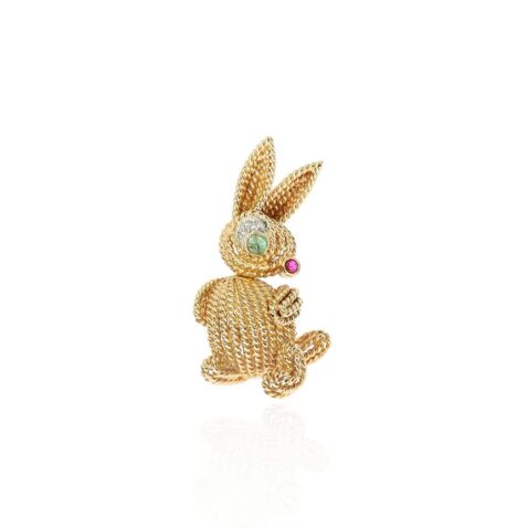 PLBR0002 Preloved Van Cleef and Arpels Rabbit Brooch Heidi Kjeldsen Ltd white