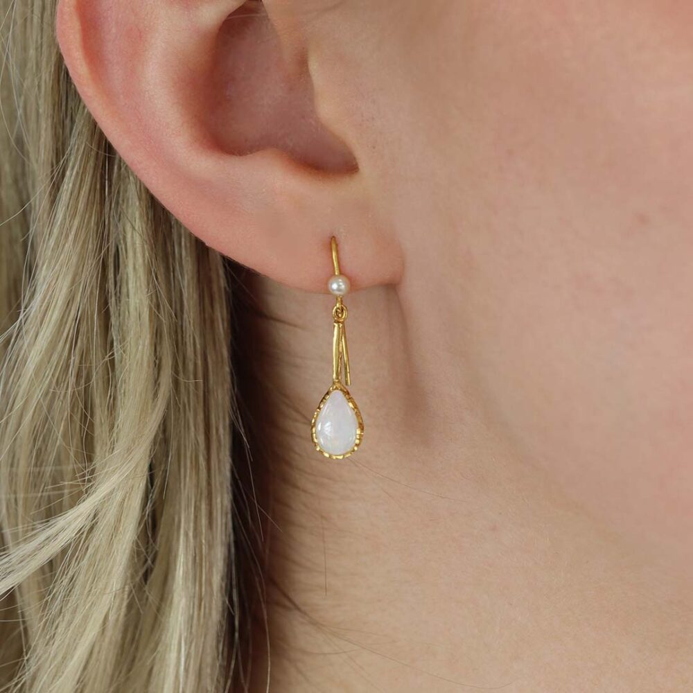 Per Opal and Cultured Pearl Drop Earrings Heidi Kjledsen Jewellers ER5097