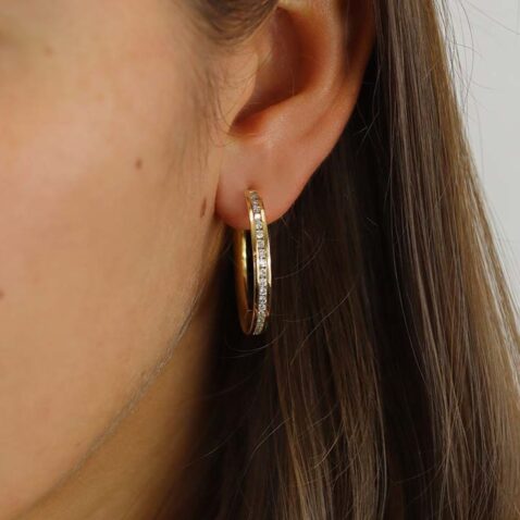 Pre Loved Diamond Yellow Gold Hooped Earrings Heidi Kjeldsen Jewellers PLER0088 (1) (1)