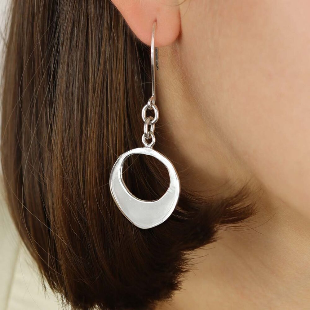 Pre Loved Sterling Silver Circle Drop Earrings Heidi Kjeldsen Jewellers PLER0009