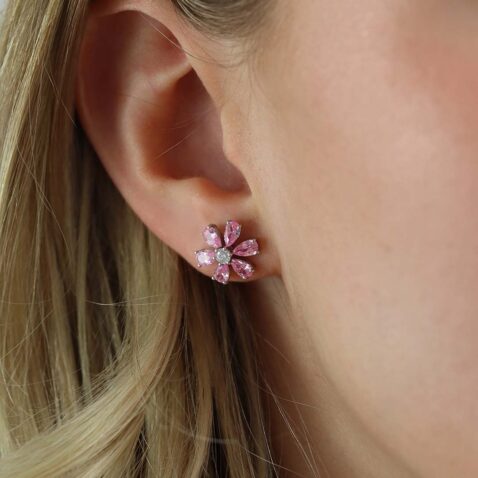 Alma Pink Flower Earrings Heidi Kjeldsen Jewellers ER5084