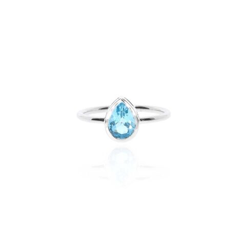 Freja Blue Topaz Pear Shaped Silver Ring Heidi Kjeldsen Jewellery R4960 white