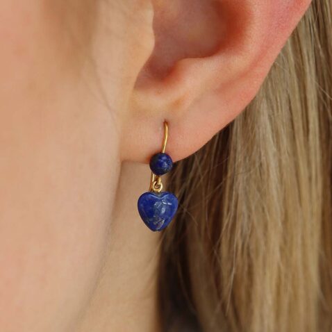 Naja Lapis Lazuli Heart Drop Earrings Heidi Kjeldsen Jewellers ER5100