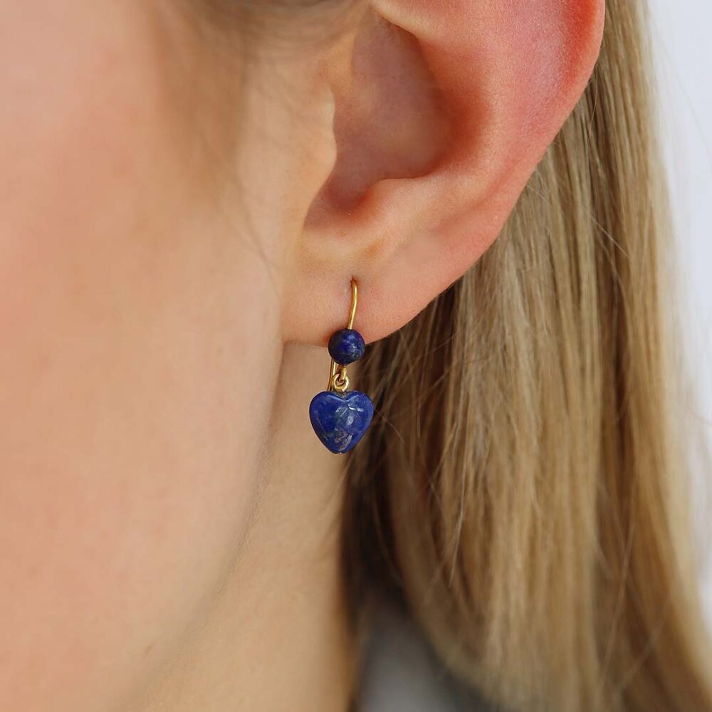Naja Lapis Lazuli Heart Drop Earrings Heidi Kjeldsen Jewellers ER5100