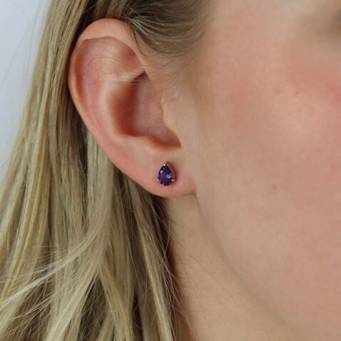 Viola Amethyst Pear Shaped Silver Earrings Heidi Kjeldsen Jewellers ER6057