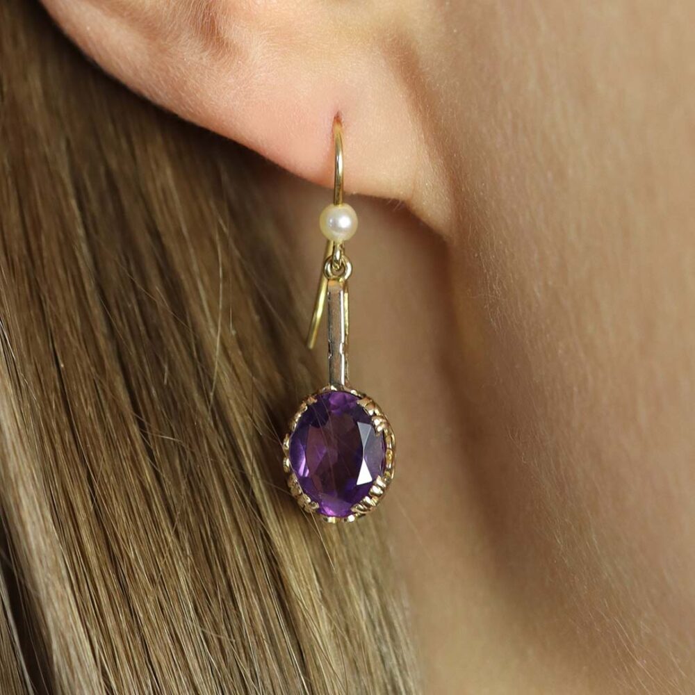 Amethyst Drop Earrings By Heidi Kjeldsen Jewellery ER1602 Model 1.JPG 1