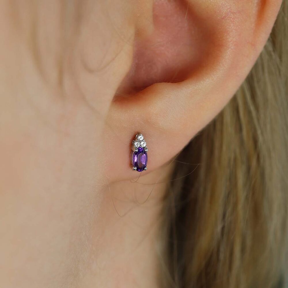 Amethyst White Topaz Silver Earrings Heidi Kjeldsen Jewellery ER4859 model