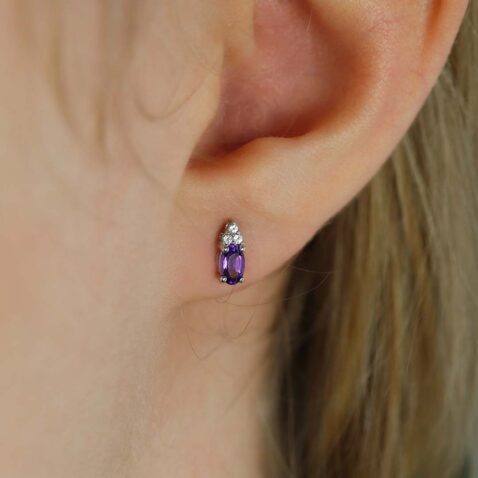 Amethyst White Topaz Silver Earrings Heidi Kjeldsen Jewellery ER4859 model