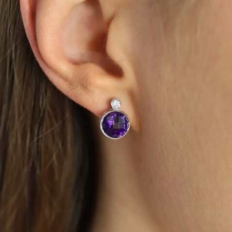 Amethyst and Diamond Earrings By Heidi Kjeldsen jewellery ER2078 Model 3