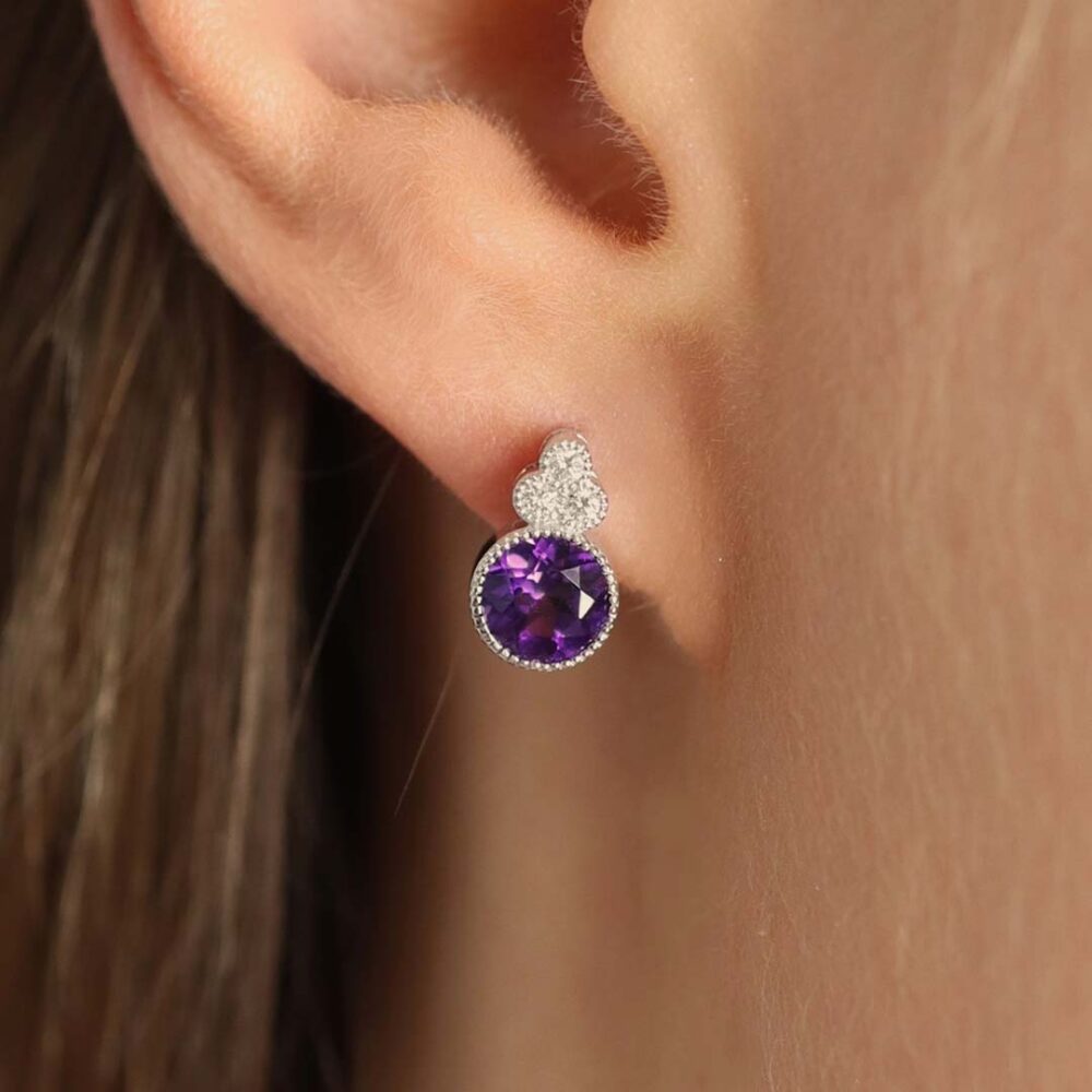 Amethyst and Diamond Earrings By Heidi Kjeldsen jewellery ER4745 Model 3
