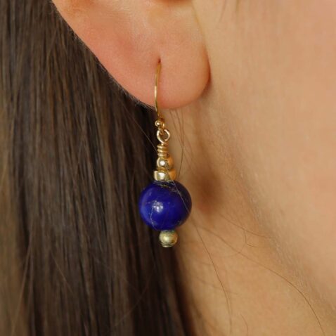 Birgit Lapis Gold Filled Drop Earrings Heidi Kjeldsen Jewellery ER2542 model