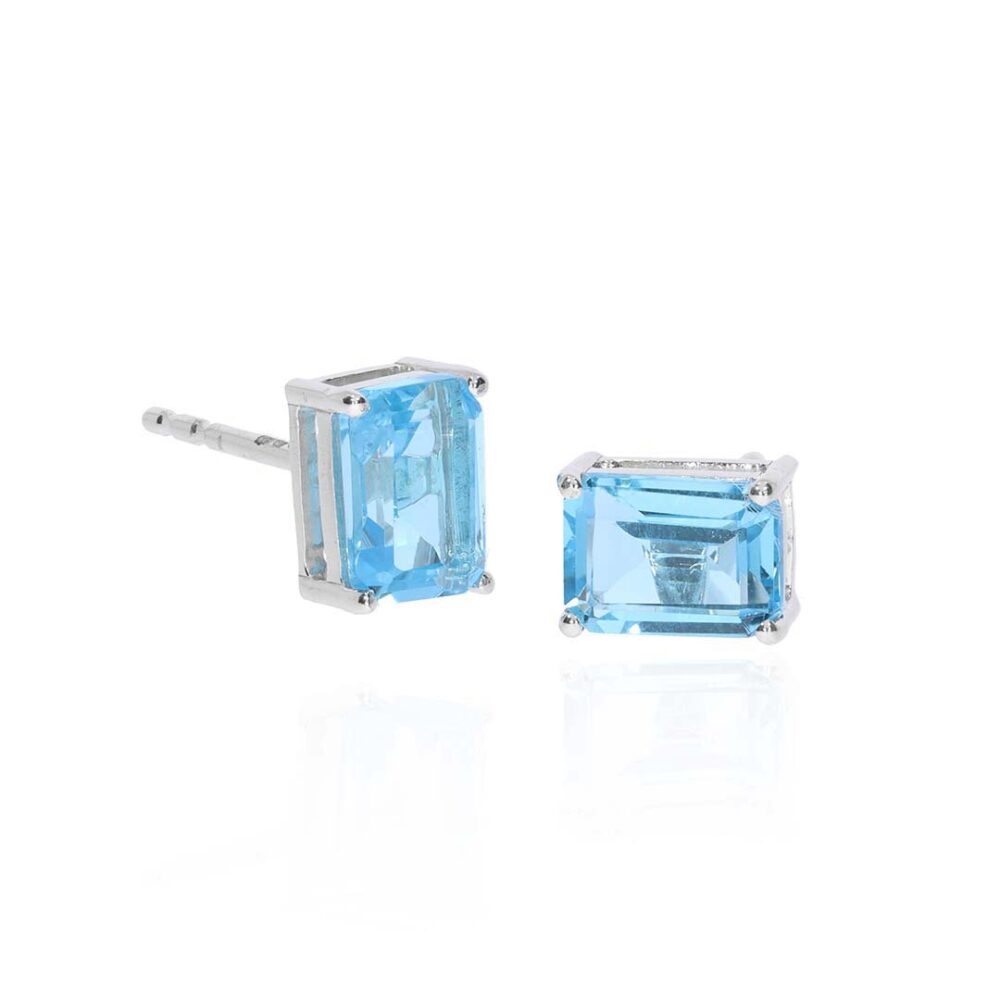 Freja Blue Topaz Gold Octagonal Earrings Heidi Kjeldsen jewellery ER6025 white