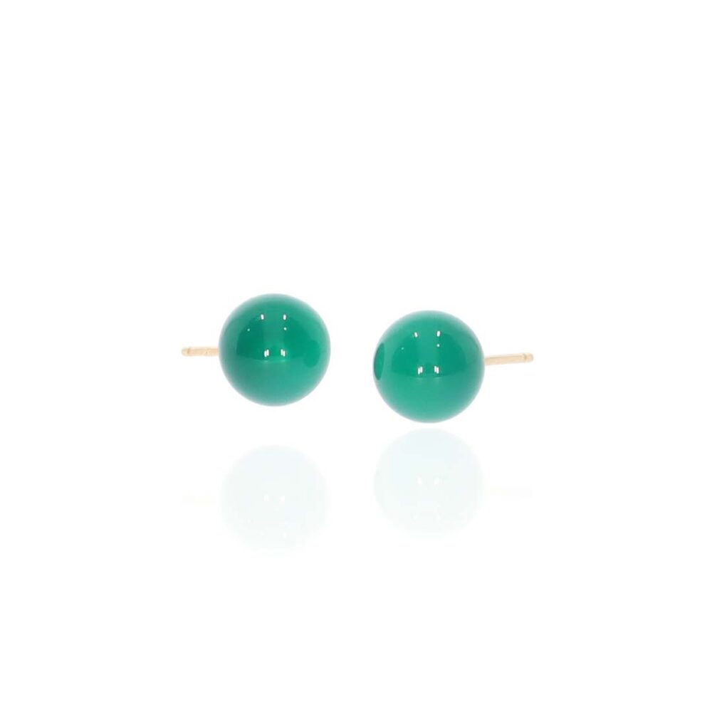 Naja Green Agate Cabochon And Gold Earrings Heidi Kjeldsen Jewellery ER6045 white