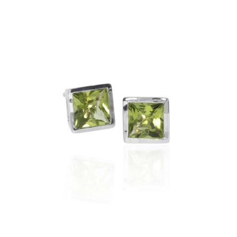 Nanna Peridot and White Gold Rubover Set Earrings Heidi Kjeldsen Jewellery ER6034 white