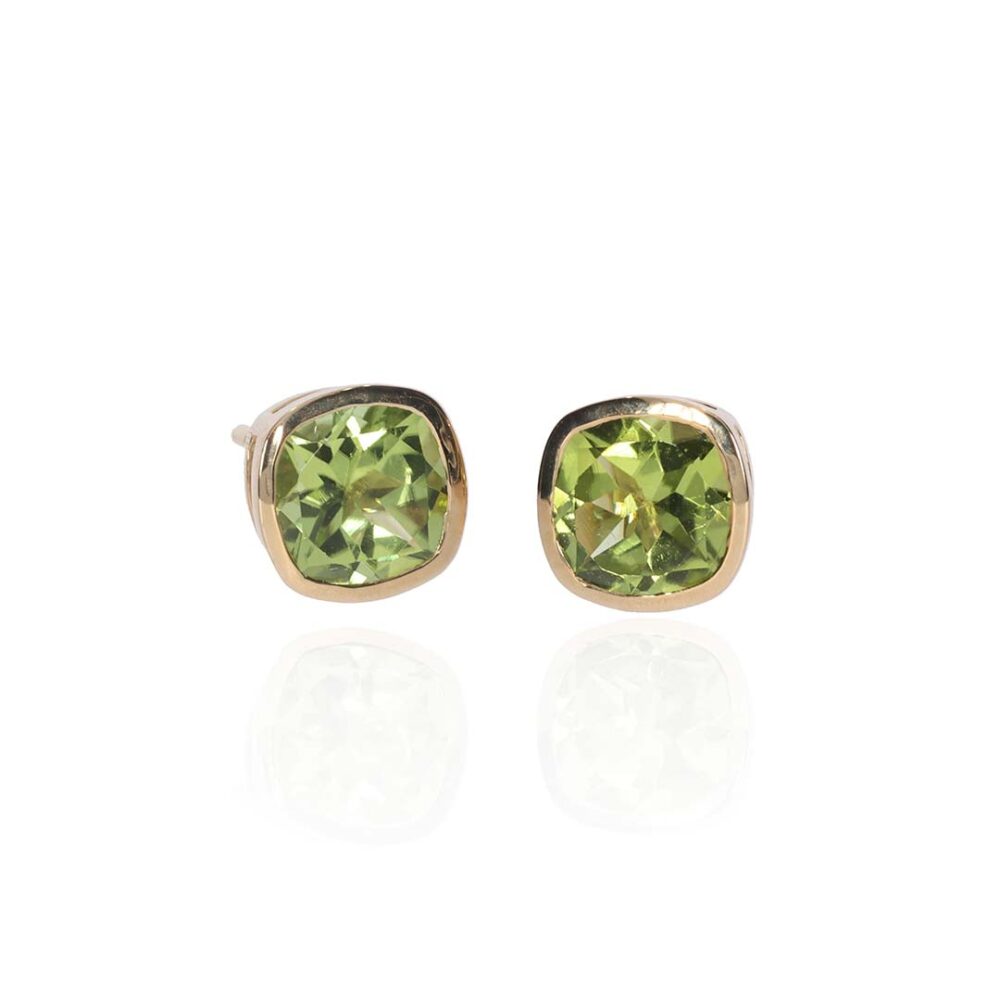 Nanna Peridot and Yellow Gold Rubover Set Earrings Heidi Kjeldsen Jewellery ER6028 white1