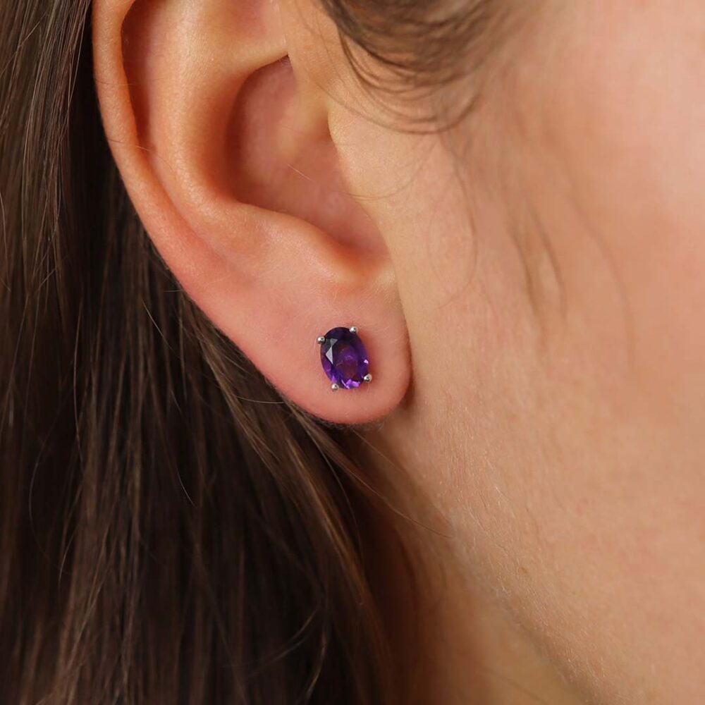 Viola Amethyst Stud Earrings Heidi Kjeldsen Jewellery ER1899 model