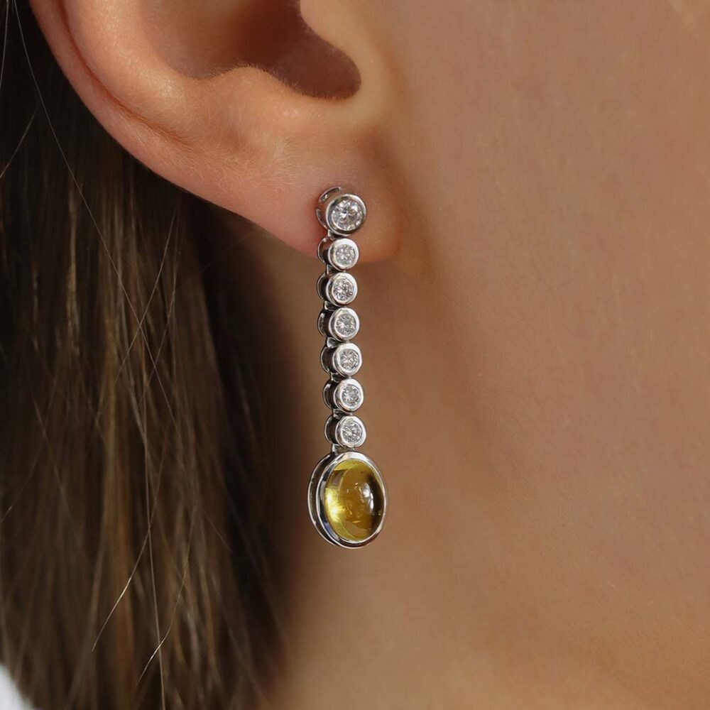 Yellow Tourmaline and Diamond Earrings By Heidi Kjeldsen Jewellery ER2557 Model 6.JPG1