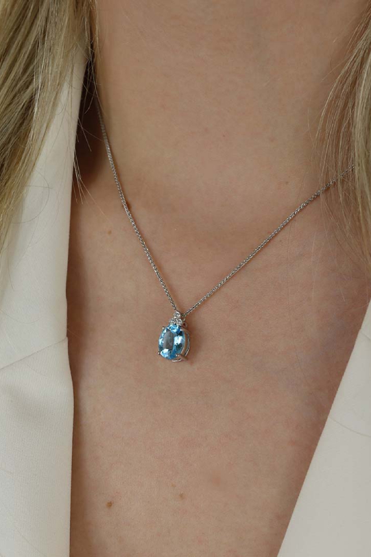 Freja Blue Topaz Diamond Oval Pendant Heidi Kjeldsen Jewellers P1672