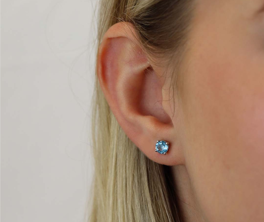 Freja Blue Topaz Gold Earstuds Heidi Kjeldsen Jewellers ER5021
