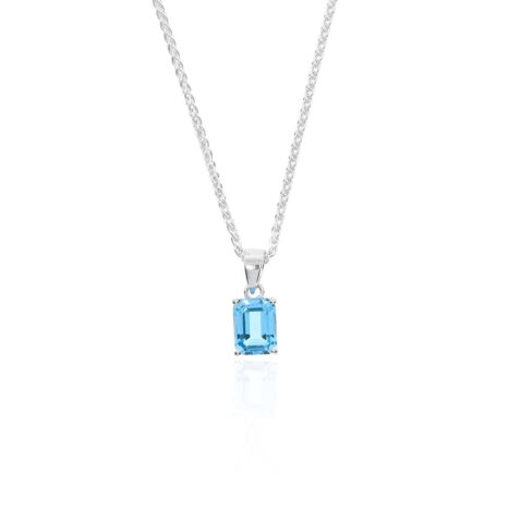 Freja Blue Topaz and Gold Octagonal Pendant Heidi Kjeldsen Jewellers P1732 white