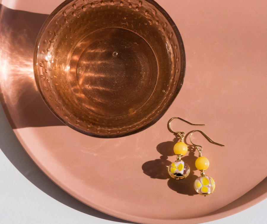 Yellow Agate and Murano Glass Earrings By Heidi Kjeldsen Jewellery ER2496 Still