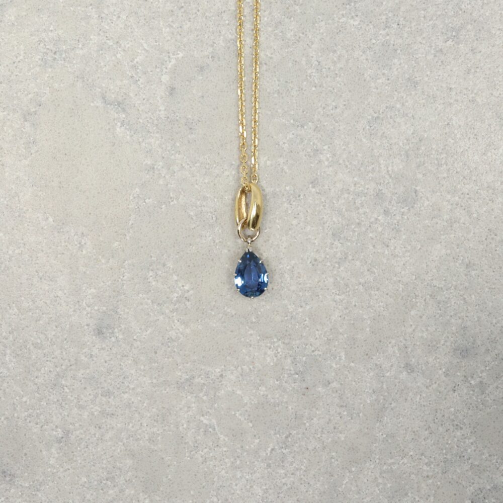Sara Blue Sapphire Pear shaped Pendent Heidi Kjeldsen Jewellery P1710 still