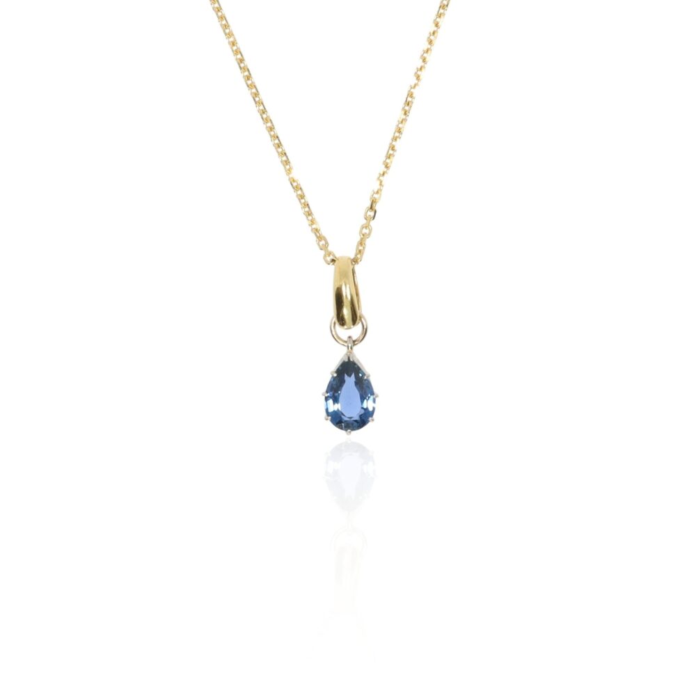 Sara Blue Sapphire Pear shaped Pendent Heidi Kjeldsen Jewellery P1710 white