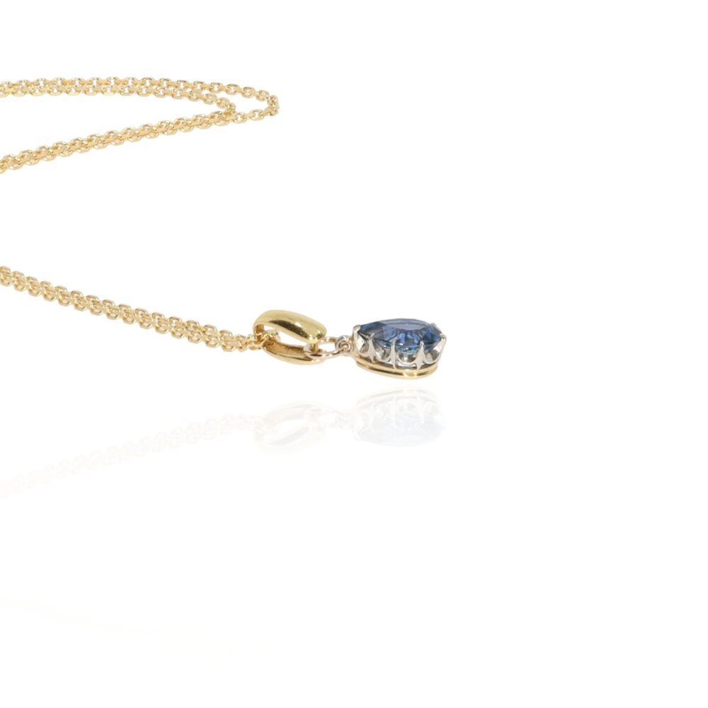 Sara Blue Sapphire Pear shaped Pendent Heidi Kjeldsen Jewellery P1710 white1