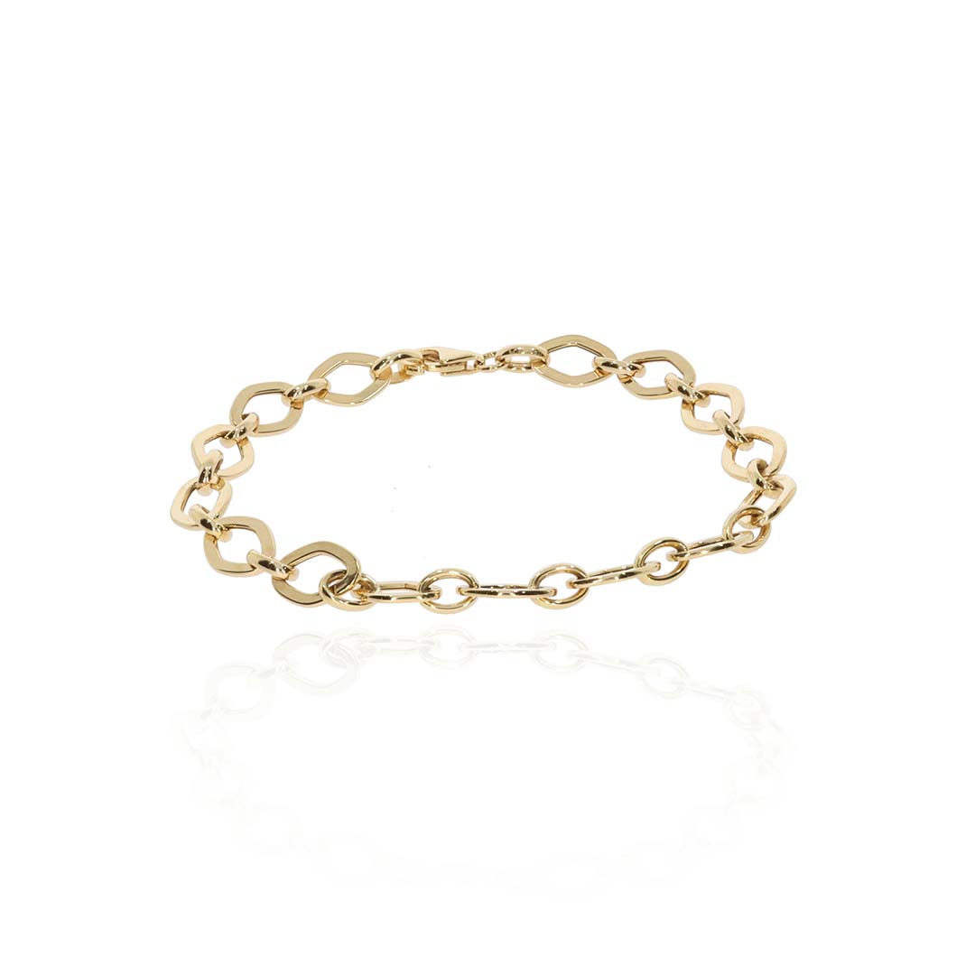Eliza 9ct Yellow Gold Hollow Link Bracelet Heidi Kjeldsen Jewellery BL4172 white